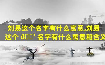 刘易这个名字有什么寓意,刘易这个 🌹 名字有什么寓意和含义